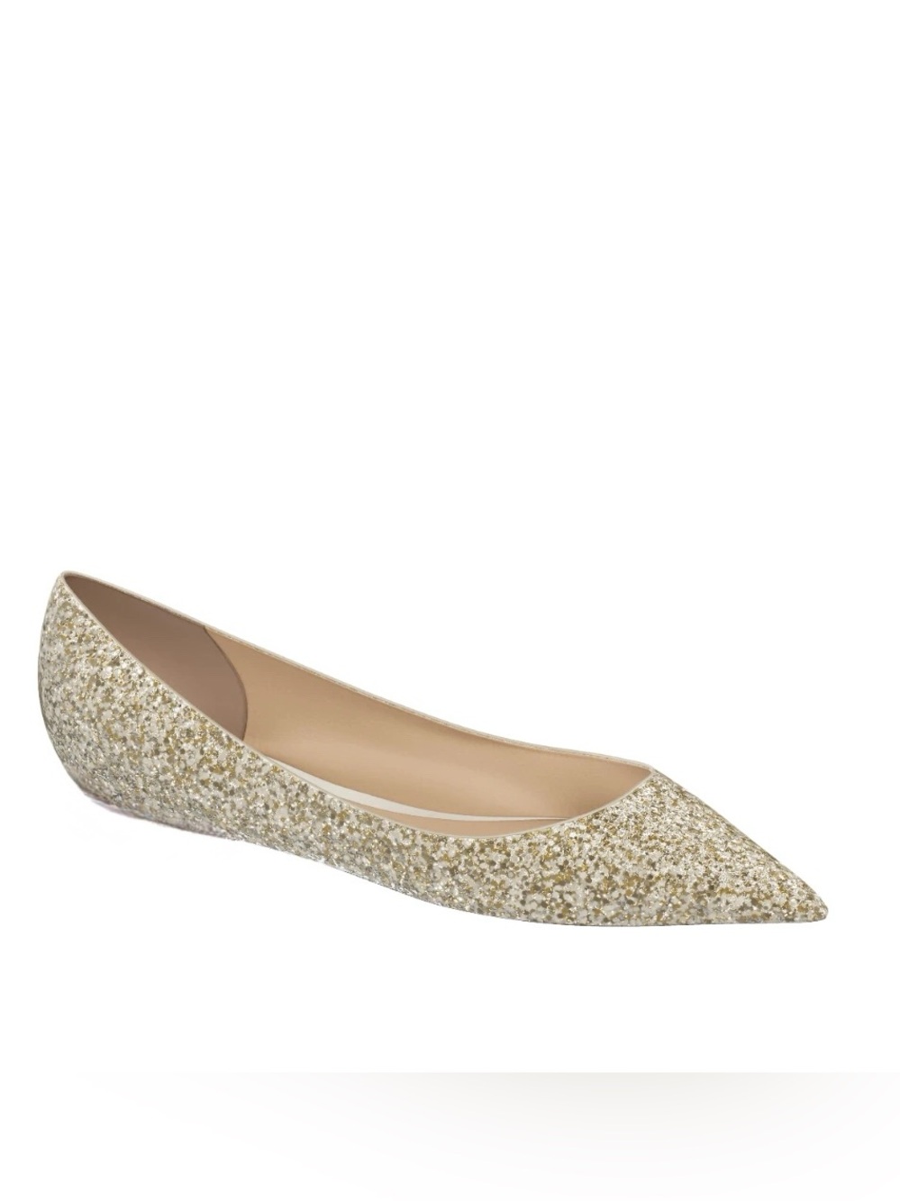 Jimmy Choo Glenda Coarse Glitter Fabric Champagne Flats sz.9